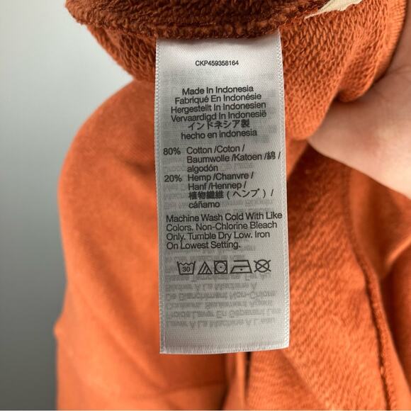 NWT MADEWELL Cotton Hemp Lace Up Sweatshirt Orange Rust Large - Picture 5 of 6